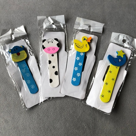 Set of 4 ~ Wooden Bookmarks ~ Duck Dog Cow Moon ~ Brand New! - Picture 3 of 7